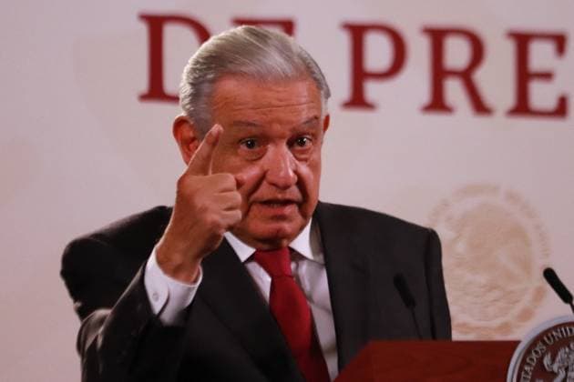 President, Lopez Obrador Offers News Conference - Mexico August 23, 2023 in Mexico City, Mexico: President of Mexico, Andres Manuel Lopez Obrador, gesticulates while speak during the briefing conference in front of reporters at the national palace on August 23, 2023 in Mexico City, Mexico. Photo by Carlos Santiago Eyepix Group ABACAPRESS.COM Mexico Mexico  Copyright: xEyepix ABACAx 864932_008 Eyepix ABACAx 864932_008