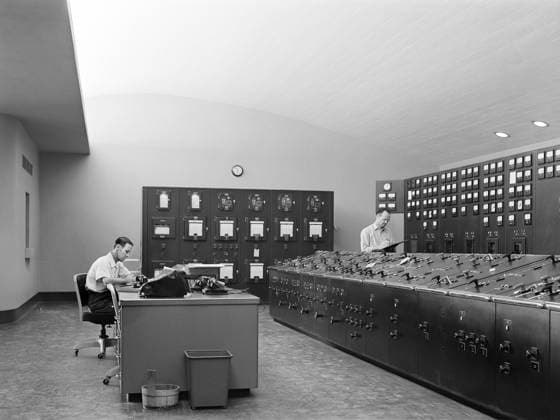 Control room, Watts Bar Dam, Tennessee Valley Authority, Rhea County, Tennessee, USA, Arthur Rothstein, U.S. Farm Security Administration, June 1942  Copyright: xCircaxImagesx ghi-circa11804