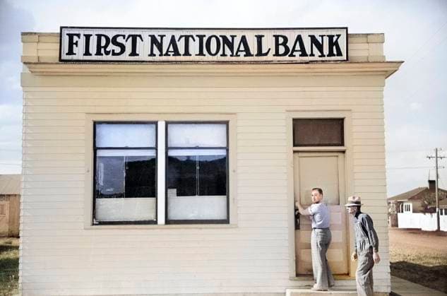 First National Bank, Fairfield, Montana, USA, Arthur Rothstein, U.S. Farm Security Administration, July 1939  Copyright: xCircaxImagesx ghi-circa11815