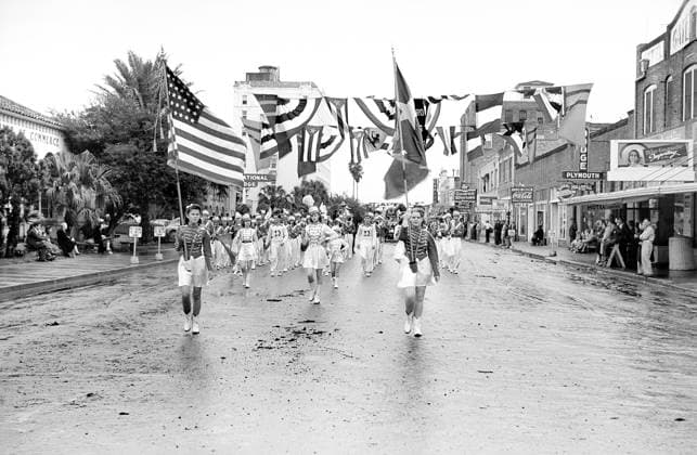 Marching Band, Charro Days Fiesta Parade, Brownsville, Texas, USA, Arthur Rothstein, U.S. Farm Security Administration, February 1942  Copyright: xCircaxImagesx ghi-circa11892