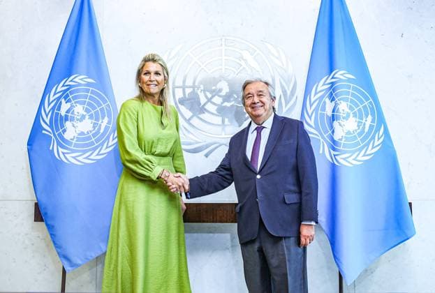 Bilder des Jahres 2023, Entertainment 08 August Entertainment Themen der Woche KW35 Entertainment Bilder des Tages August 29, 2023, New York, New York, USA: Her Majesty QUEEN MAXIMA of the Netherlands, meets with UN Secretary-General, ANTONIO GUTERRES in the United Nations, Headquarters. The Queen is special advocate of the Secretary-General for inclusive finance for development New York USA - ZUMAo116 20230829_znp_o116_059 Copyright: xBiancaxOterox