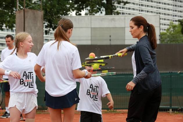 29-08-2023 Princess Mary visited the Gladsaxe tennis club, in Gladsaxe, Denmark to support the Antibulli tennis program. Â  Copyright: xPPEx