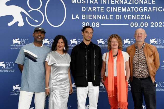 80th Venice Film Festival 2023, Photocall Jury Orizzonti. Pictured: Jonas Carpignano President, Kaouther Ben Hania, Kahlil Joseph, Jean-Paul SalomÃ , Tricia Tuttle  Copyright: xAlbertoxTerenghix xipa-agency.nex xPoolxPhotoxEventsx02x IPA_IPA39944266