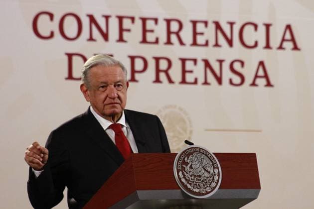 Mexican President, Lopez Obrador Daily News Conference August 30, 2023 in Mexico City, Mexico: President of Mexico, Andres Manuel Lopez Obrador, speaks during the morning briefing conference in front of reporters at the national palace. on August 30, 2023 in Mexico City, Mexico. (Photo by Carlos Santiago Eyepix Group) Copyright: xCarlosxSantiagoxRochax xEyepixxGx CS202308307282