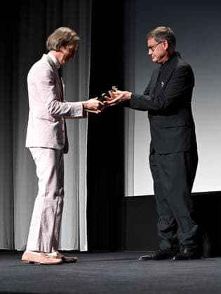 Venice, 80th Venice Film Festival 2023. Day 3 - Cartier Glory to the Filmaker Award 2023. In the photo Wes Anderson, Cyrille Vigneron  Copyright: xSimonexComix xipa-agency.netx xPoolxPhotoxEventsx02x IPA_IPA39991054