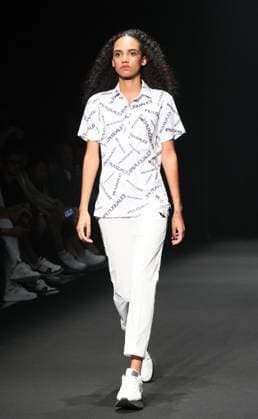 September 2, 2023, Tokyo, Japan - A model displays a creation of 1PIU1UGUALE3 GOLF 2024 Spring Summer collection designed by Tomohiro Ozawa in Tokyo on Saturday, September 2, 2023 as a part of the Fashion Week Tokyo. (photo by Yoshio Tsunoda AFLO)  , aflo_227978602.jpg,