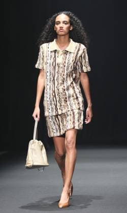 September 2, 2023, Tokyo, Japan - A model displays a creation of 1PIU1UGUALE3 GOLF 2024 Spring Summer collection designed by Tomohiro Ozawa in Tokyo on Saturday, September 2, 2023 as a part of the Fashion Week Tokyo. (photo by Yoshio Tsunoda AFLO)  , aflo_227978612.jpg,