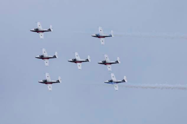 (230903) -- TORONTO, Sept. 3, 2023 -- The Canadian force Snowbirds perform during the 2023 Canadian International Air Show (CIAS) in Toronto, Canada, on Sept. 2, 2023. The annual show is held here from Sept. 2 to 4 this year. (Photo by Xinhua) CANADA-TORONTO-CANADIAN INT L AIR SHOW ZouxZheng 