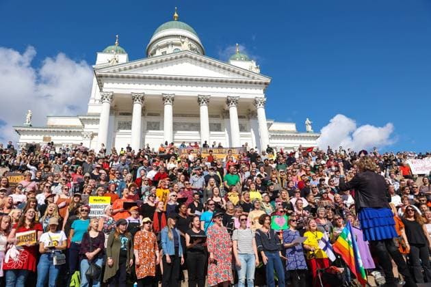 Bilder des Jahres 2023, News 09 September News Themen der Woche KW35 News Bilder des Tages September 3, 2023, Helsinki, Uusimaa, Finland: On September 3th 2023, a big protest against racism took place in Helsinki. Demonstrators are calling on the government to respect Finland s constitution and the international agreements it has signed. Helsinki Finland - ZUMAt227 20230903_zip_t227_013 Copyright: xMarinaxTakimotox