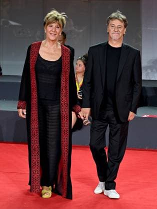 Venice, 80th Venice Film Festival 2023 - Evening 5 - red carpet Filming Italy. In the photo Giorgio Tirabassi, Francesca Antonini  Copyright: xManuelexMangiarottix xipa-agencyx xPoolxPhotoxEventsx02x IPA_IPA40045348