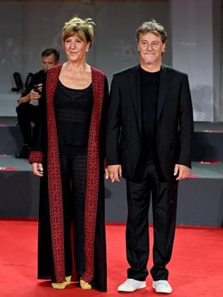 Venice, 80th Venice Film Festival 2023 - Evening 5 - red carpet Filming Italy. In the photo Giorgio Tirabassi, Francesca Antonini  Copyright: xManuelexMangiarottix xipa-agencyx xPoolxPhotoxEventsx02x IPA_IPA40045358