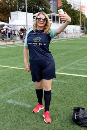 Sandra Quadflieg beim Benefiz-Fußballspiel Kicken mit Herz 2023 zu Gunsten des Herzzentrums des UKE im Stadiun Hoheluft. Hamburg, 03.09.2023