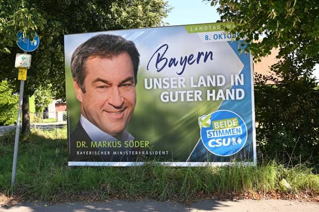 Wahlplakate - Landtagswahl in Bayern 2023 am 05.09.2023 in Augsburg Wahlplakat der Partei CSU Die Wahl zum 19. Landtag in Bayern soll am 8. Oktober 2023 stattfinden Bayern Deutschland *** Election posters state election in Bavaria 2023 on 05 09 2023 in Augsburg election poster of the party CSU The election to the 19 state parliament in Bavaria shall take place on 8 October 2023 Bavaria Germany