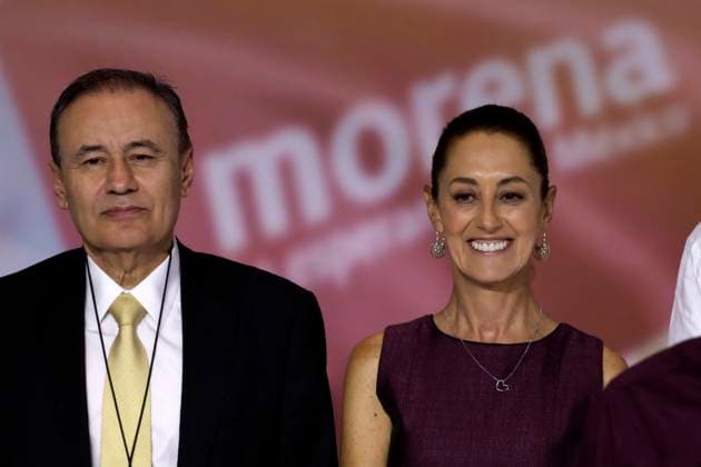 Claudia Sheinbaum Pardo, designated as presidential candidate by the Movement of the Fourth Transformation September 6, 2023, Mexico City, Mexico: The president of the National Council of the National Regeneration Movement party, Alfonso Durazo, announcing Claudia Sheinbaum Pardo as a candidate for the presidency for 2024 for the National Regeneration Movement, Green Party, and Labor Party at the press conference at the WTC in Mexico City. on September 6, 2023 in Mexico City, Mexico, Credit:Luis Barron Eyepix Group Avalon Mexico, Mexico City, Mexico City  Copyright: xLuisxBarronx xEyepixxGroupx xAvalonx 0803423251