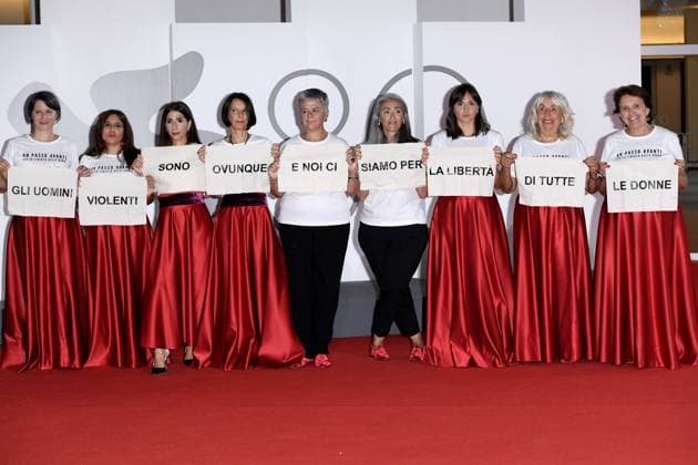 80th Venice Film Festival 2023, Red carpet film Memory . Pictured: Demonstration of Italian parliamentarians  Copyright: xAlbertoxTerenghix xipa-agency.nex xPoolxPhotoxEventsx02x IPA_IPA40157711