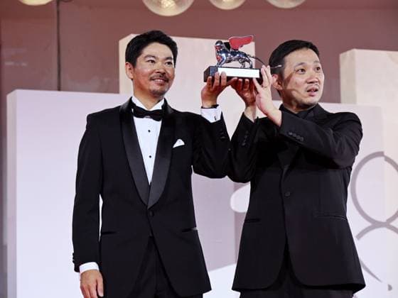 Venice, 80th Venice Film Festival 2023 - evening 11. Red Carpet Awardees In the photo: Hitoshi Omika and RyÃ»suke Hamaguchi  Copyright: xManuelexMangiarottix xipa-agencyx xPoolxPhotoxEventsx02x IPA_IPA40181371