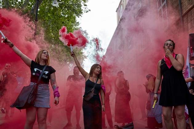 September 9, 2023, Palermo, Sicily, Italy: Sicilian regional transfeminist mobilization against gender violence organized by the Non Una Di Meno collettive in Palermo. Under the motto Ti rissi di no! ( I said no! ), demonstrators have protested the increase in sexual violence and the number of femicides in Italy. Palermo Italy - ZUMAh171 20230909_zip_h171_022 Copyright: xVictoriaxHerranzx