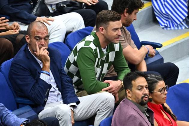 Celebs Attend US Open - NYC American singer-songwriter Justin Timberlake during the men s final at the 2023 US Open at Billie Jean National Tennis Center in New York City, NY, USA, on September 10, 2023. Photo by Corinne Dubreuil ABACAPRESS.COM New York City NY United States  Copyright: xDubreuilxCorinne ABACAx 867140_002 DubreuilxCorinne ABACAx 867140_002
