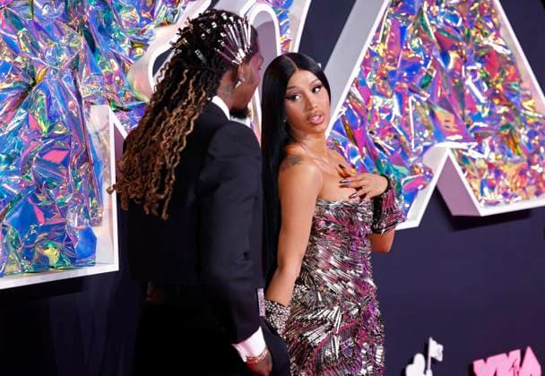 Cardi B and Offset arrive on the red carpet at the 2023 MTV Video Music Awards VMA s at the Prudential Center in Newark, New Jersey, on Tuesday, September 12, 2023.  NYP20230912152 JOHNxANGELILLO