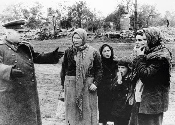 WWII KHRUSHCHEV PEOPLE CONVERSATION 1265 01.10.1943 Member of the military council of the 1st Ukrainian Front Nikita Khrushchev talking to people in liberated Brovary (Kiev region). Paul Hapochka Sputnik Brovary Ukraine  Copyright: xPaulxHapochkax