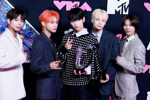 MTV Video Music Awards 2023 - Arrivals - NJ Tomorrow X Together attends the 2023 MTV Video Music Awards at the Prudential Center in New Jersey on September 12, 2023. Photo by Charles Guerin ABACAPRESS.COM Newark NJ United States  Copyright: xGuerinxCharles ABACAx 867484_209 GuerinxCharles ABACAx 867484_209