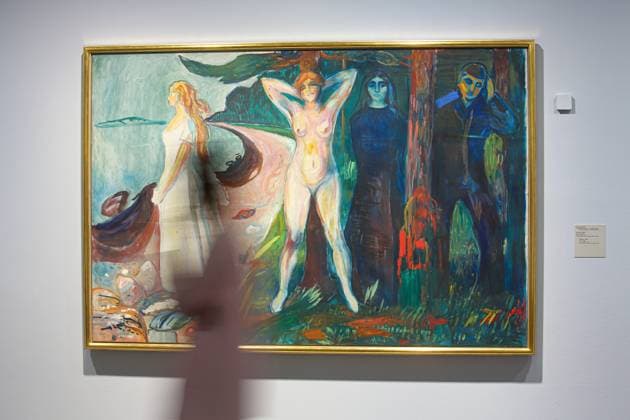 Unter dem Titel Edvard Munch. Zauber des Nordens widmet sich die Berlinische Galerie - Landesmuseum fuer Moderne Kunst, Fotografie und Architektur der besonderen Beziehung des Malers zu Berlin. (Foto vom 13.09.2023: Edvard Munch, Die Frau, 1925) Mit rund 80 Arbeiten von Edvard Munch, davon 55 Gemaelde als Leihgaben aus dem Munchmuseet Oslo, ergaenzt durch Bilder weiterer in der Kunstszene an der Spree tonangebender Kuenstler der Zeit, geht die Ausstellung der kuenstlerischen Entwicklung des Malers nach, dem Licht und den intensiven Farben seiner Bilder sowie den Themen, die seine Werke bis heute relevant machen. (Siehe epd-Meldung vom 13.09.2023) EDITORIAL USE ONLY *** Under the title Edvard Munch Zauber des Nordens (Edvard Munch Magic of Copyright: epd-bild JuergenxBlume epd-Edvard_Munch1-kopieren