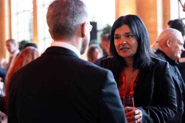 Jasmin Tabatabai (deutsch-iranische Schauspielerin), M100 Sanssouci Colloquium - Verleihung des M100 Media Award am 14. September 2023, 14.9.2023, Orangerie Sanssouci, Park Sanssouci, Potsdam, Brandenburg, Deutschland