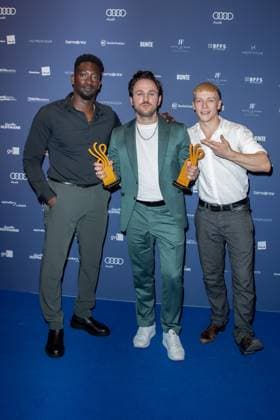 Award - Deutscher Schauspielpreis 2023 Dimitrij Schaad, Julius Nitschkoff und Farba Dieng bei der Verleihung Deutscher Schauspielpreis 2023 im Spindler und Klatt am 15.09.2023 in Berlin. Copyright: xEventpressxKochanx