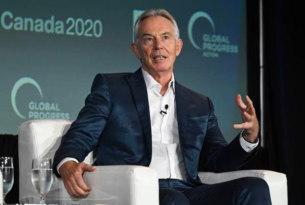 September 16, 2023, Montreal, PQ, Canada: Tony Blair, Former Prime Minister of the United Kingdom and Executive Chairman of the Tony Blair Institute for Global Change speaks during the Global Progress Action Summit in Montreal, Saturday, September 16, 2023. Montreal Canada  - ZUMAc35_ 20230916_zaf_c35_051 Copyright: xGrahamxHughesx