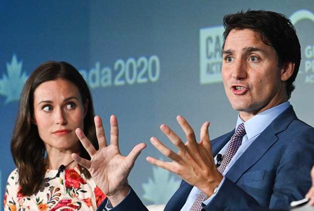 September 16, 2023, Montreal, PQ, Canada: Prime Minister Justin Trudeau takes part in a leaders panel discussion alongside Sanna Marin, Former Prime Minister of Finland, at the Global Progress Action Summit in Montreal, Saturday, September 16, 2023. Montreal Canada  - ZUMAc35_ 20230916_zaf_c35_091 Copyright: xGrahamxHughesx
