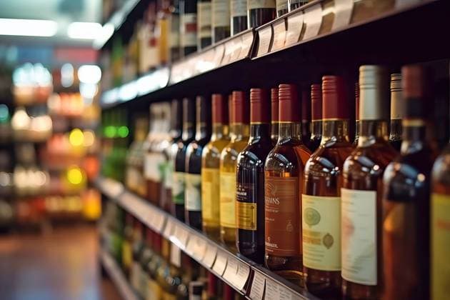 A display of wine bottles on a shelf AI GENERATED IMAGE AS 067 RECORD DATE NOT STATED