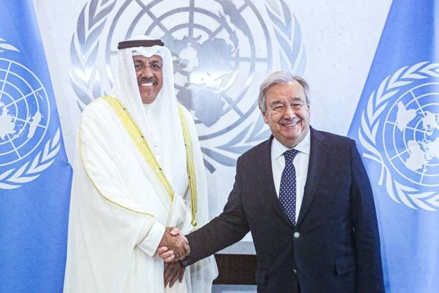 September 17, 2023, New York, New York, USA: The Secretary-General ANTONIO GUTERRES with His Highness SHEIKH AHMAD NAWAF AL-AHMAD AL-SABAH, Prime Minister, State of Kuwait. New York USA - ZUMAo116 20230917_znp_o116_005 Copyright: xBiancaxOterox