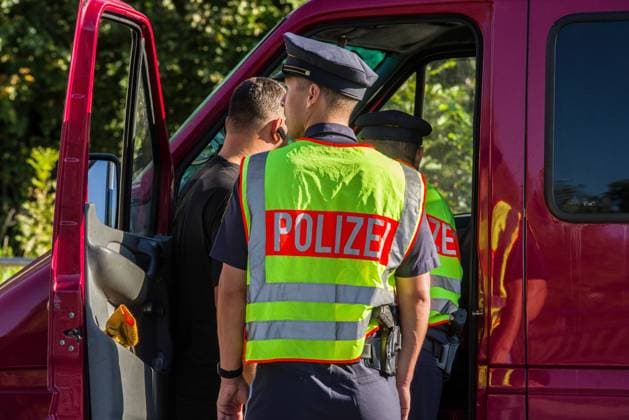 September 20, 2023, Freilassing, Bavaria, Germany: Five years after the introduction of the Bayerische Grenzschutzpolizei (Bavarian Border Protection Police), Bavarian Minister President MARKUS SOEDER and Bavarian Interior Minister JOACHIM HERRMANN discussed the work the Grenzpolizei engages in along the border with Austria and the Czech Republic. The Grenzschutzpolizei was originally created to deal with the refugee and migrant crisis along the so-called Balkan Route, but after the route was more or less blocked, the police shifted their duties towards smuggling, human trafficking, stolen vehicles, and contraband. Freilassing Germany - ZUMAb160 20230920_abp_b160_136 Copyright: xSachellexBabbarx
