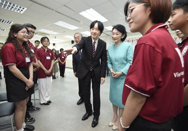 Japan crown prince in Vietnam Japanese Crown Prince Fumihito and his wife Crown Princess Kiko visit Vietnam Japan University in Hanoi on Sept. 22, 2023, during their official visit to Vietnam.  A14AA0001906552P