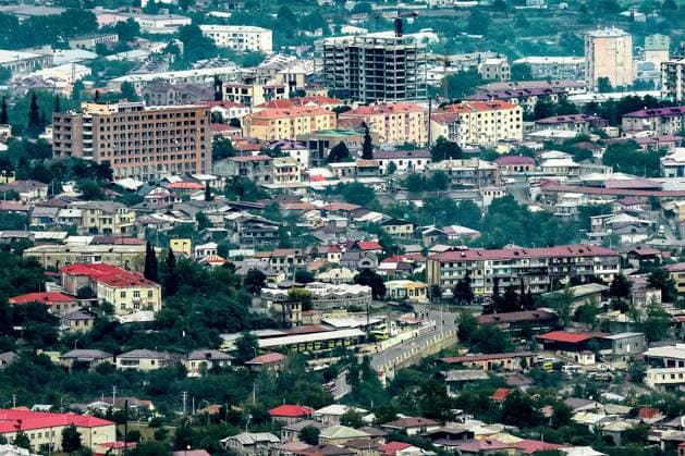 AZERBAIJAN, SHUSHA DISTRICT - SEPTEMBER 23, 2023: A view of Khankendi (Stepanakert), the largest city in Nagorno Karabakh. On 19 September 2023, Azerbaijan s Defence Ministry announced that Azerbaijan was beginning to take local counter-terrorist measures in Nagorno-Karabakh (also known as Artsakh) to restore constitutional order. Internationally recognized as part of Azerbaijan, since the mid-1990s most of Nagorno Karabakh has been a disputed area governed by the unrecognised Republic of Artsakh. According to recent reports by the Azerbaijani Armed Forces, Artsakh s military hardware and weapons are being handed over to Azerbaijani forces. Sergei Savostyanov TASS  62539212