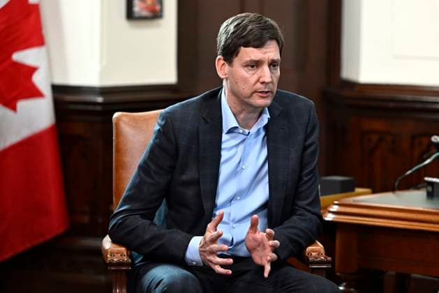 September 25, 2023, Ottawa, ON, CAN: Premier of British Columbia David Eby speaks during a meeting with Prime Minister Justin Trudeau, not shown, in Trudeau s office on Parliament Hill in Ottawa, on Monday, Sept. 25, 2023. Ottawa CAN  - ZUMAc35_ 20230925_zaf_c35_069 Copyright: xJustinxTangx