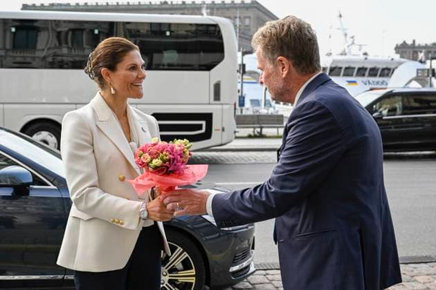 STOCKHOLM, SWEDEN 20230926 Crown Princess Victoria and Chairman of the Board Bo Lehander in connection with the award ceremony for the BjoÌˆrn Carlson Baltic Fellows, who are organizing a seminar for a healthier sea in connection with the award ceremony for the BjoÌˆrn Carlson Baltic Sea Prize STOCKHOLM SWEDEN x10070x  Copyright: xJessicaxGow TTx FRISKARE HAV jSt7ETFRw0w