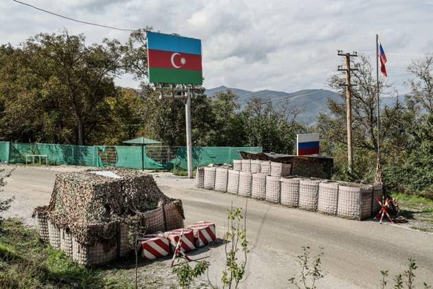 AZERBAIJAN, LACHIN DISTRICT - SEPTEMBER 26, 2023: A deployment site of the Russian peacekeeping force near the Lachin checkpoint in the Lachin corridor. Sergei Savostyanov TASS  62665397