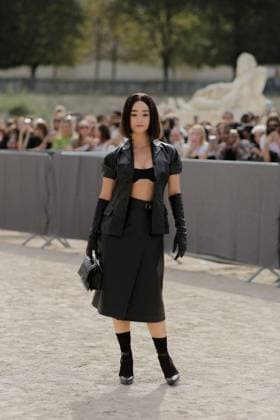 PFW - Dior Street Style Street style, Lena Mahfouf arriving at Dior Spring Summer 2024 show, held at Jardin des Tuileries, Paris, France, on September 26, 2023. Photo by Marie-Paola Bertrand-Hillion ABACAPRESS.COM Paris France  Copyright: xBertrand-HillionxMarie-Paola ABACAx 869328_044 Bertrand-HillionxMarie-Paola ABACAx 869328_044