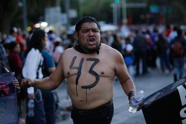September 27, 2023, Mexico City, Mexico City, Mexico: Citizen with the symbol 43 painted in honor of the disappeared of 43 Ayotzinapa students. On September 26, 2014, forty-three male students disappeared from the Ayotzinapa Rural Teachers College after being forcibly abducted. Nine years after the students went missing amid serious violence, the whereabouts of the missing students have not yet been determined, the facts have not yet been fully clarified and those responsible have not yet been punished. Mexico City Mexico - ZUMAs310 20230927_zip_s310_014 Copyright: xLuisxExSalgadox