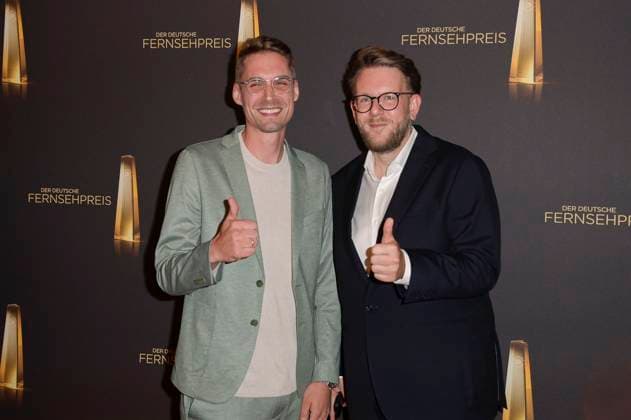 Jonas König und Jakob Lundt bei der Verleihung des Deutschen Fernsehpreises 2023 - Die Nacht der Kreativen in der Flora Köln. Köln, 27.09.2023