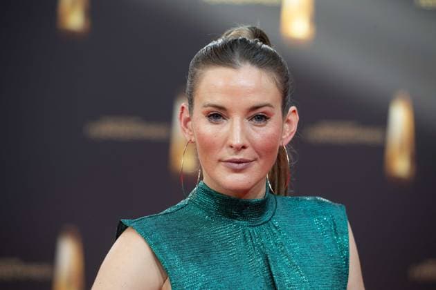 Jeannine MICHAELSEN, Moderatorin, Roter Teppich, Red Carpet Show, Ankunft, arrival, Verleihung des Deutschen Fernsehpreises, Der Deutsche Fernsehpreis 2023, Deutscher Fernsehpreis 2023 in den MMC Studios Koeln, am 28.09.2023.