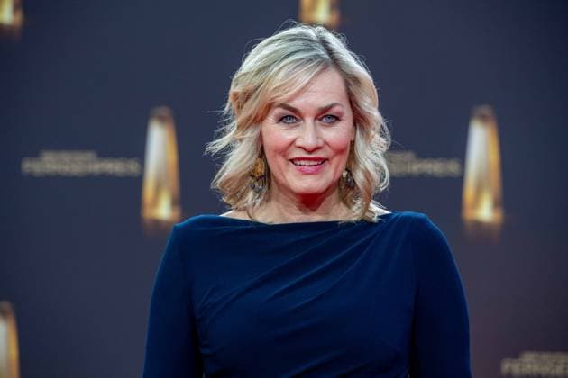 Gesine CUKROWSKI, Schauspielerin, Roter Teppich, Red Carpet Show, Ankunft, arrival, Verleihung des Deutschen Fernsehpreises, Der Deutsche Fernsehpreis 2023, Deutscher Fernsehpreis 2023 in den MMC Studios Koeln, am 28.09.2023.