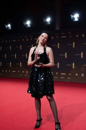 Preistraeger Jella HAASE, Schauspielerin, Kategorie Schauspielerin fuer Kleo, Verleihung des Deutschen Fernsehpreises, Der Deutsche Fernsehpreis 2023, Deutscher Fernsehpreis 2023 in den MMC Studios Koeln, am 28.09.2023.