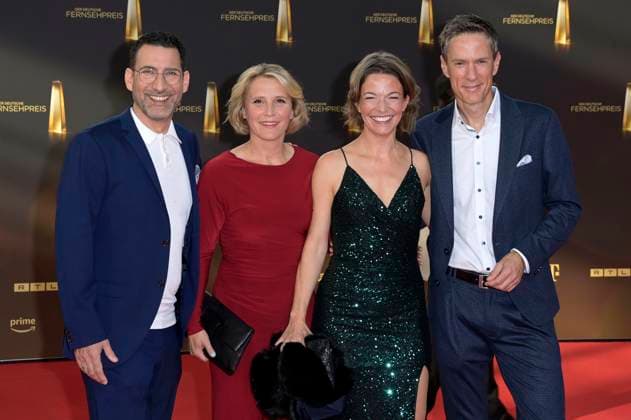 Till Nassif, Susan Link, Anna Planken und Sven Lorig bei der Verleihung des Deutschen Fernsehpreises 2023 in den MMC Studios. Köln, 28.09.2023