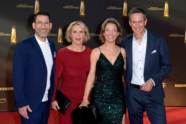 Till Nassif, Susan Link, Anna Planken und Sven Lorig bei der Verleihung des Deutschen Fernsehpreises 2023 in den MMC Studios. Köln, 28.09.2023