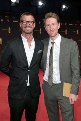 Joko Winterscheidt und Louis Klamroth bei der Verleihung des Deutschen Fernsehpreises 2023 in den MMC Studios. Köln, 28.09.2023