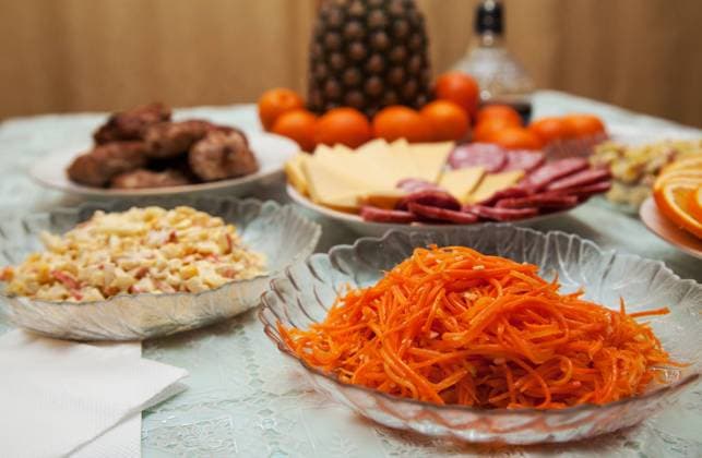 carrot salad on a plate on the festive table , 30235630.jpg, salad, food, vegetarian, vegetable, plate, healthy, fresh, appetizer, carrot, organic, diet, dinner, tasty, dish, ingredient, gourmet, health, background, lunch, freshness, homemade, orange, vegan, green, nutrition, cooking, vitamin, table, closeup, marinated, eating, delicious, red, oil, nobody, carrot salad, yellow, bright, juicy, traditional, color, vegeterian, prepared, RECORD DATE NOT STATED