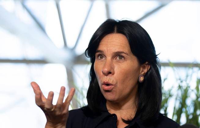 October 3, 2023, MONTREAL, PQ, CANADA: Montreal Mayor Valerie Plante speaks to the press as she attends the Adaptation Futures 2023 Conference, a conference devoted to climate change adaptation on Tuesday, Oct. 3, 2023. MONTREAL CANADA  - ZUMAc35_ 20231003_zaf_c35_023 Copyright: xChristinnexMuschix