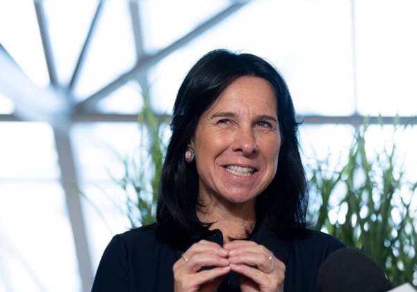 October 3, 2023, MONTREAL, PQ, CANADA: Montreal Mayor Valerie Plante speaks to the press as she attends the Adaptation Futures 2023 Conference, a conference devoted to climate change adaptation on Tuesday, Oct. 3, 2023. MONTREAL CANADA  - ZUMAc35_ 20231003_zaf_c35_025 Copyright: xChristinnexMuschix